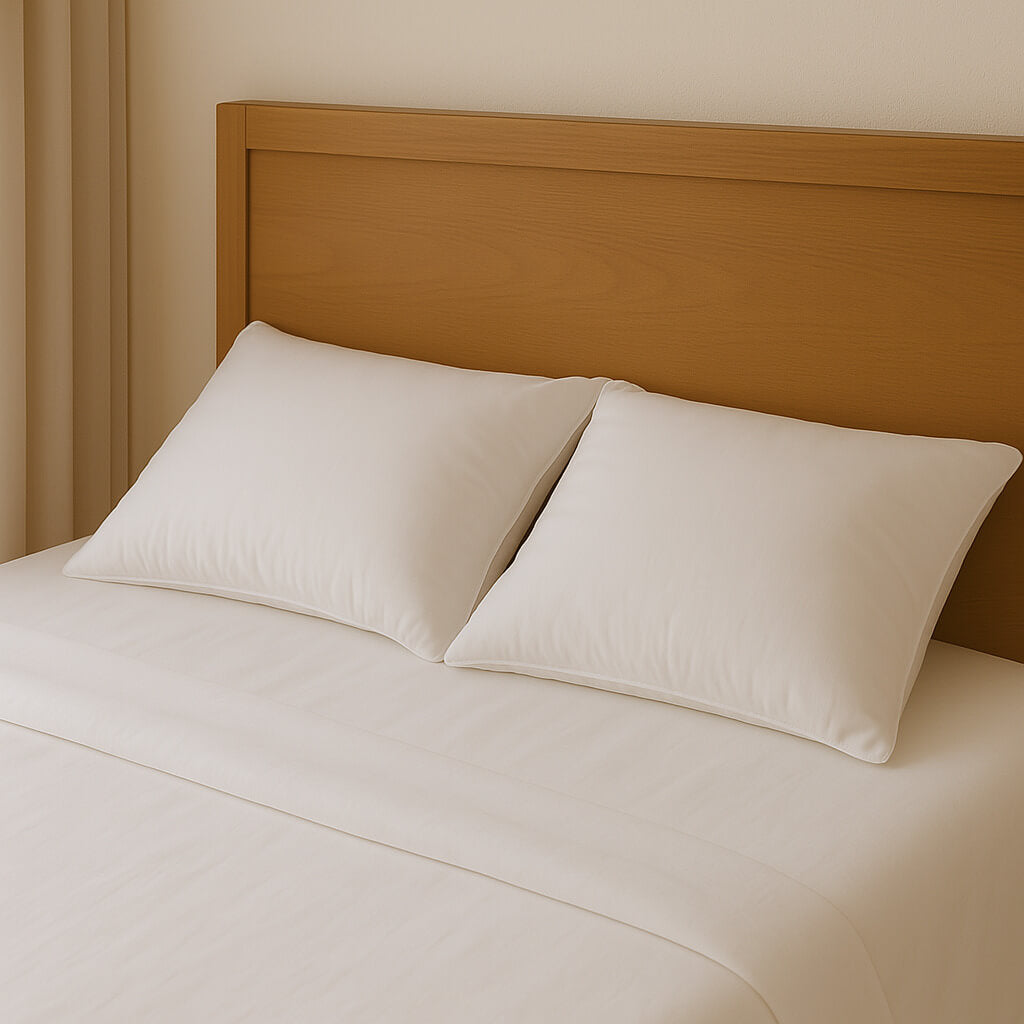 Feather touch fiber pillow. Medium-High Firmness