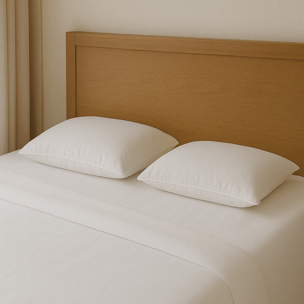Feather touch fiber pillow. Medium-High Firmness