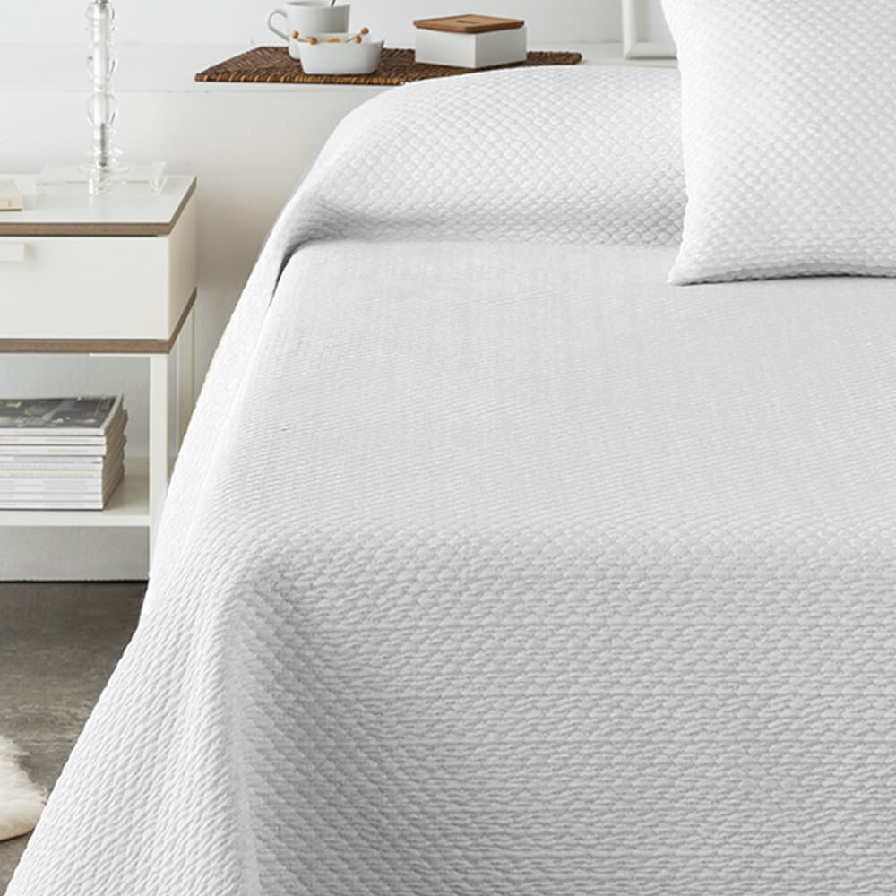 Plaid de lino para cama blanco