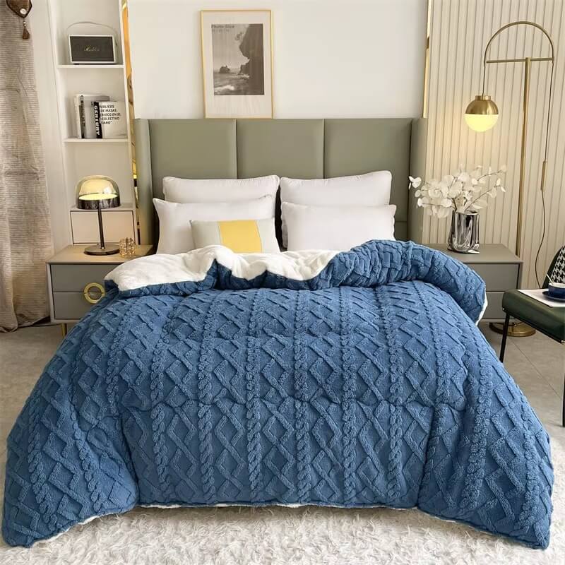 Edredón manta para invierno azul. Abraza la calidez en cada descanso.