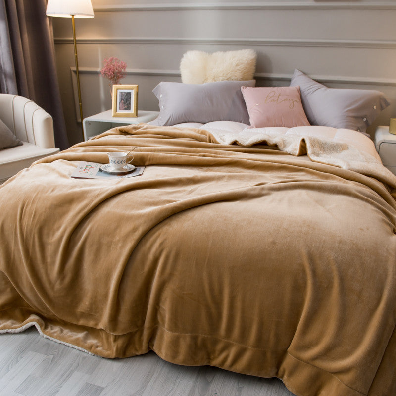 Manta borreguito camel y blanco reversible y extra suave.