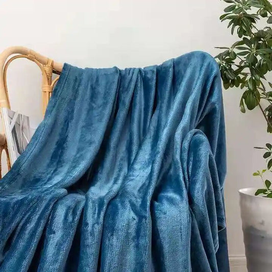 Manta polar azul oscuro para sofá y cama, manta grande y tacto suave.
