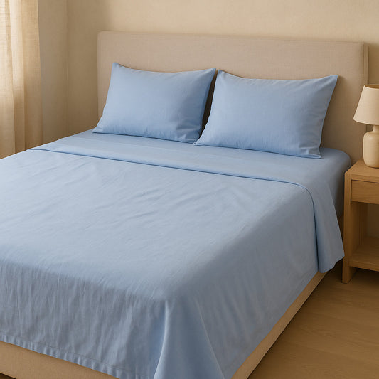 Sábana Encimera 100% Algodón Basic, Color Azul.