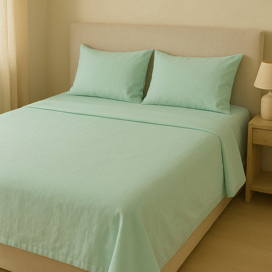 Sábana Encimera 100% Algodón Basic, Color Verde agua.