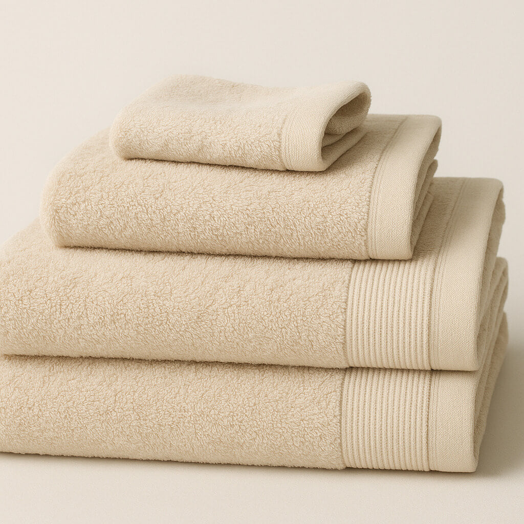 Toalla 100% Algodón Básica Beige, 450 g/m², Suave y Absorbente