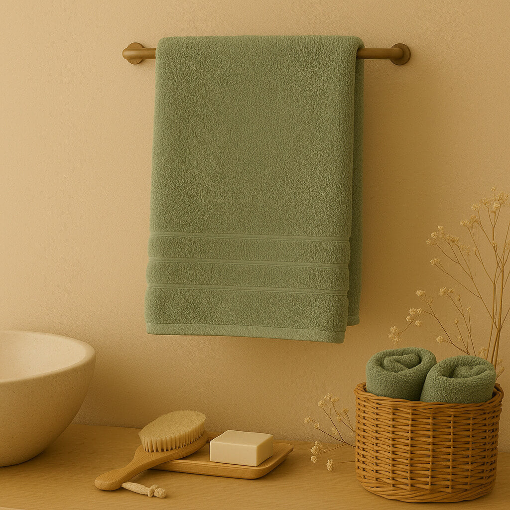 Bath towel 100% Egyptian Cotton. Green color.
