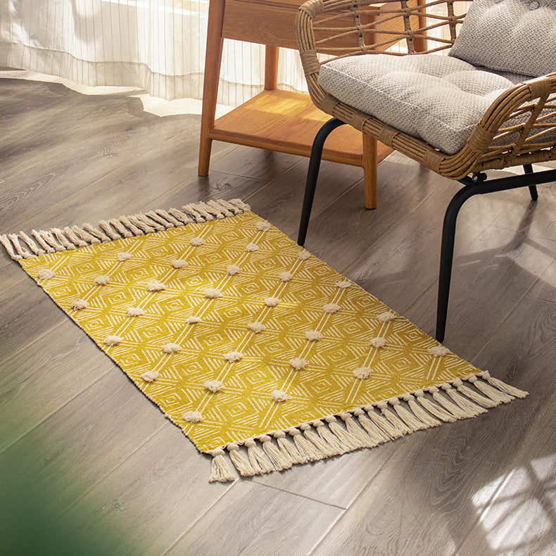 Alfombra Flecos. Amarilla. 60 cm x 90 cm. - Oma Home