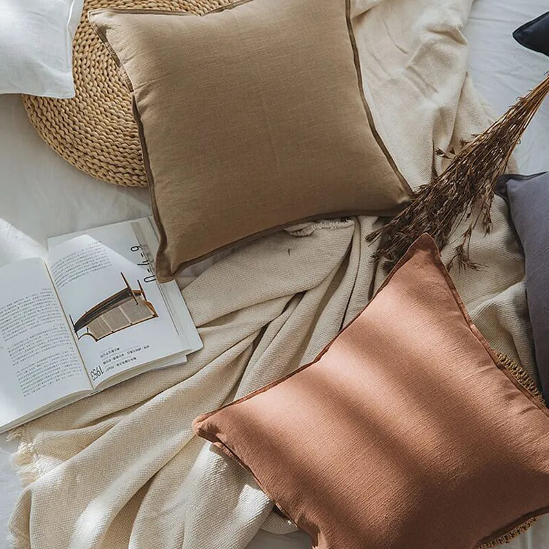 Funda de cojín de Lino y Algodón natural Beige: la elegancia minimalista para tu hogar.