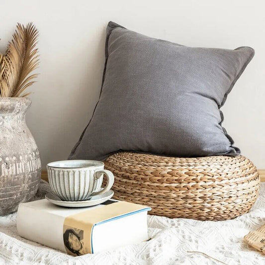 Funda de cojín de Lino y Algodón natural Gris Claro: la elegancia minimalista para tu hogar.