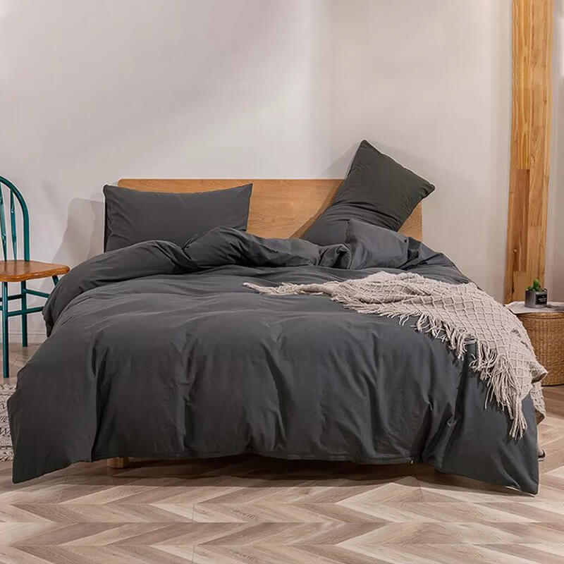 Funda nórdica 100% algodón percal, 200 hilos. Color gris oscuro.