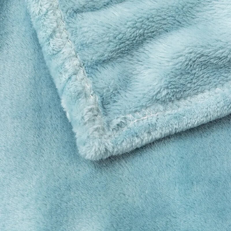Manta polar azul para sofá y cama, grande y tacto suave.