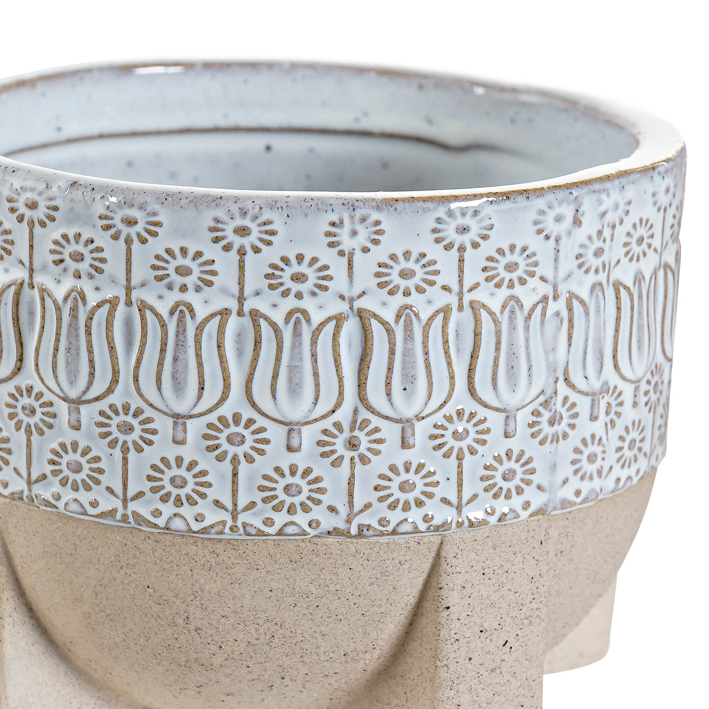 Maceta gres en color blanco. - Oma Home