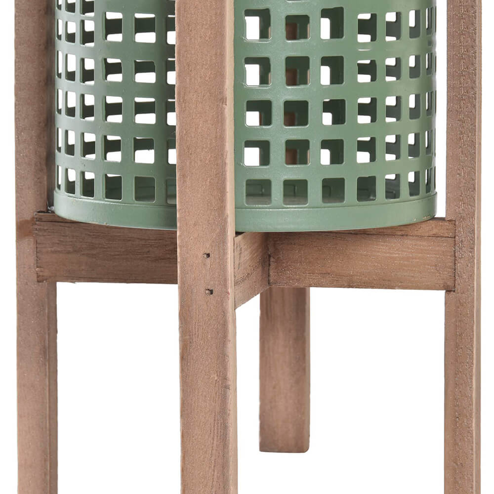 Macetero de Madera y Metal. Elegancia Natural para Interiores y Exteriores. Fuerte, Duradero y Fácil de Limpiar