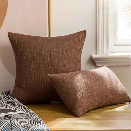 Basic cushion cover striped texture. Brown.