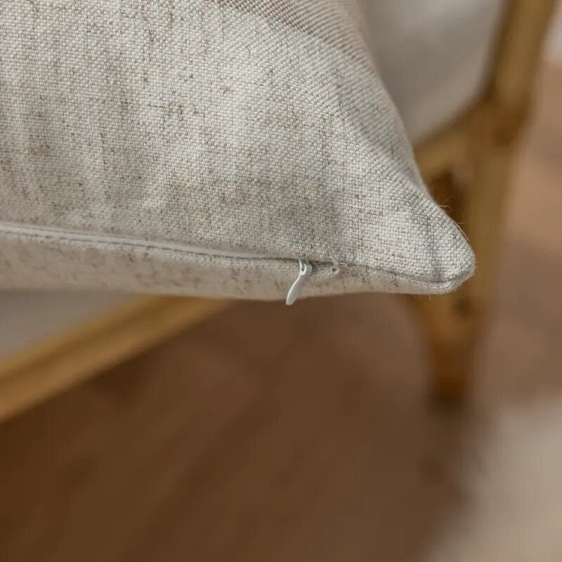 Funda de Cojín con Lino Beige a Rayas – Ideal para Sofás, Camas y Decoración Nórdica