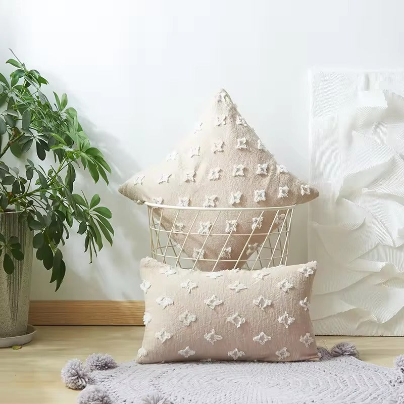 Linen and natural cotton cushion cover. Beige.