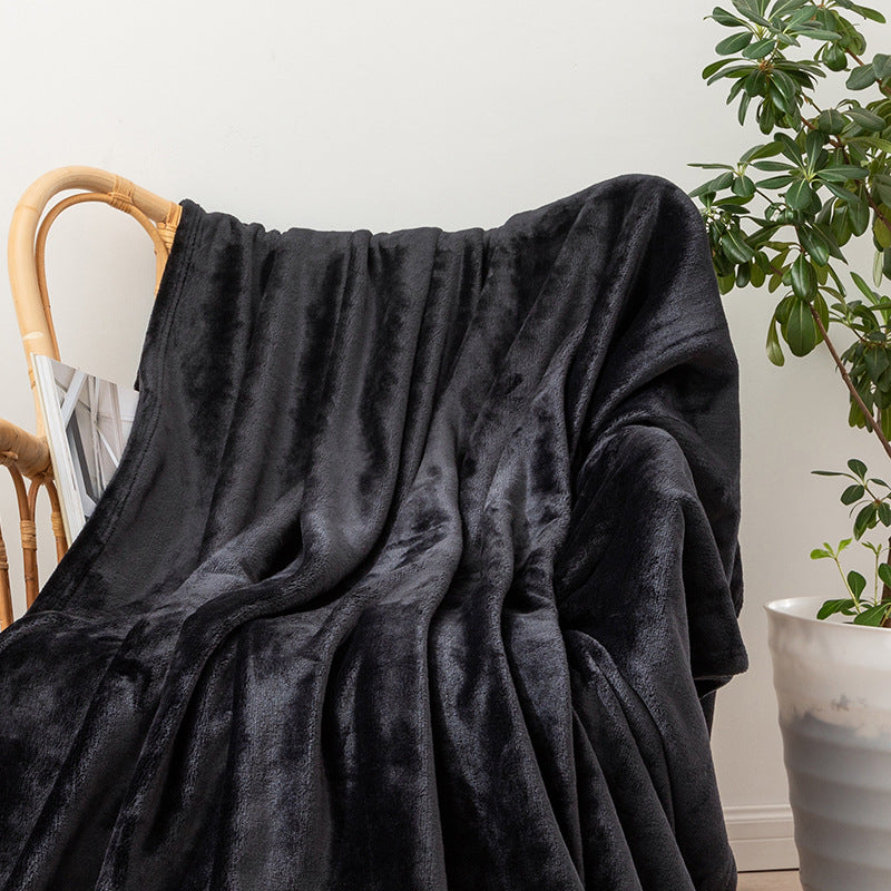 Manta polar negra para sofá y cama, manta grande y tacto suave.