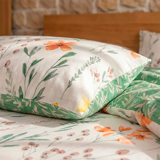 Funda de almohada de Flores Amarillas y Naranjas 100% algodón 200 hilos