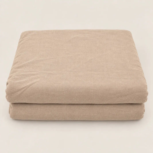 Funda nórdica marrón piedra 100% algodón 144 hilos doblada.