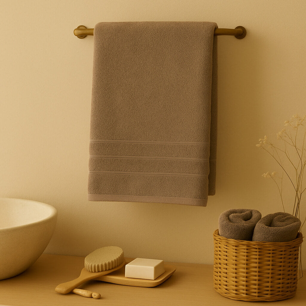 Bath towel 100% Egyptian Cotton. Stone brown colour.