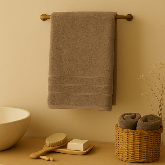Bath towel 100% Egyptian Cotton. Stone brown colour.
