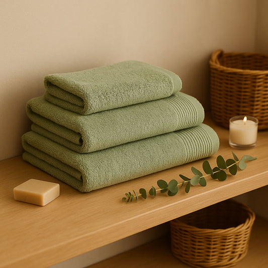 Basic bath towel 100% Cotton. Green color.