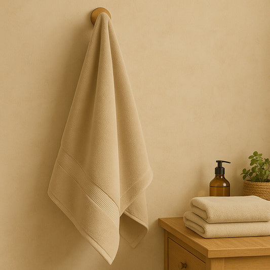 Bath towel 100% Cotton Zero Twist. Beige.