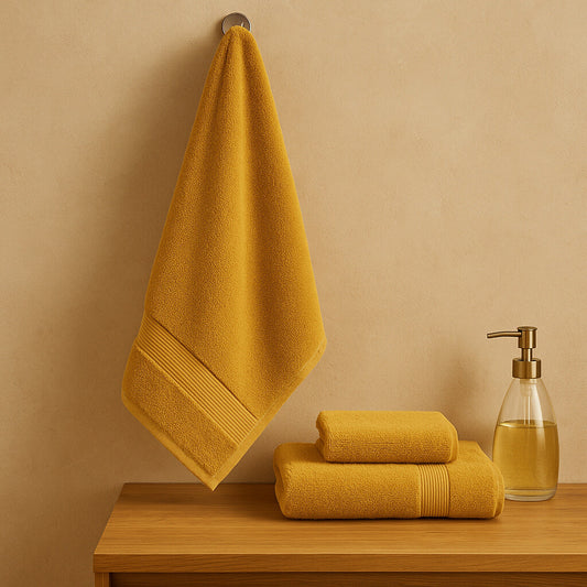 Bath towel 100% Cotton Zero Twist. Mustard color.