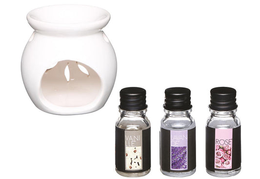 Set quemador de aceite esencial. Floral - Oma Home