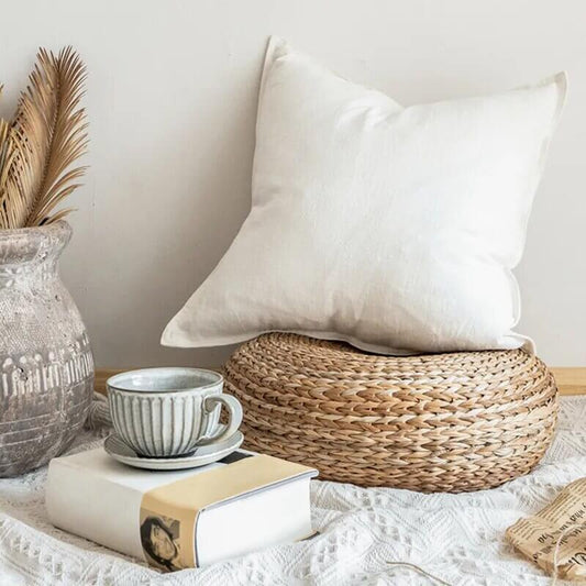 Funda de cojín de Lino y Algodón natural blanco: la elegancia minimalista para tu hogar.