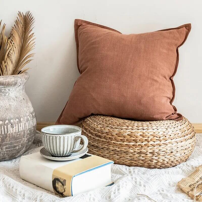 Natural Linen and Cotton cushion cover Terracotta: minimalist elegance for your home.