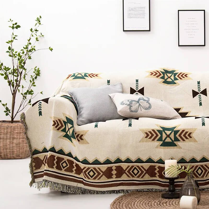 Colcha para sofá étnico para una decoración acogedora.