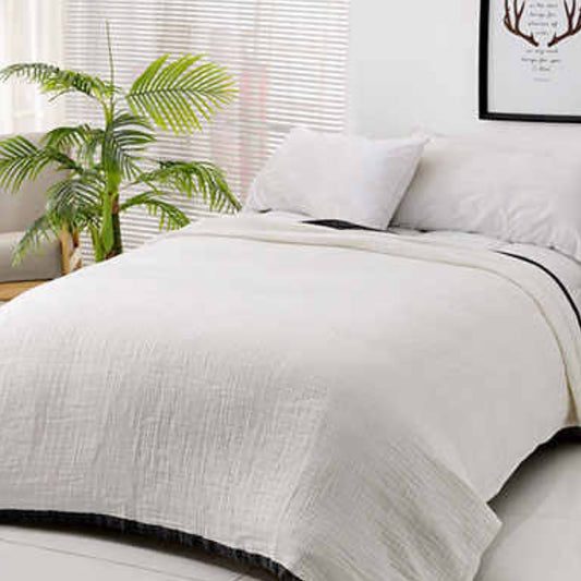 Colcha algodón color blanco. - Oma Home