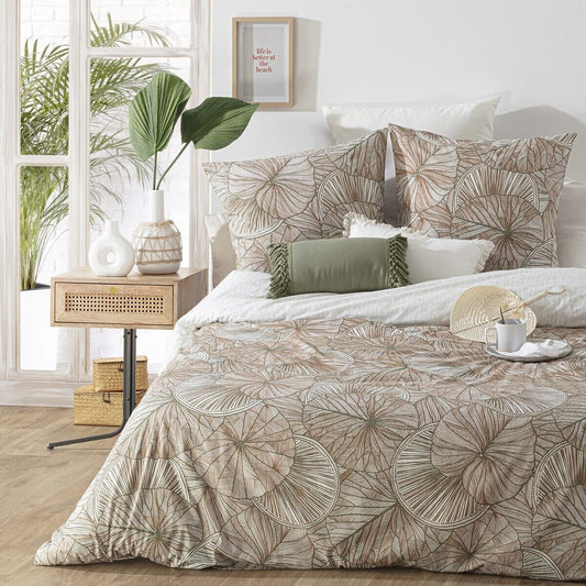 Reversible Duvet Cover with Autumn Leaves Print