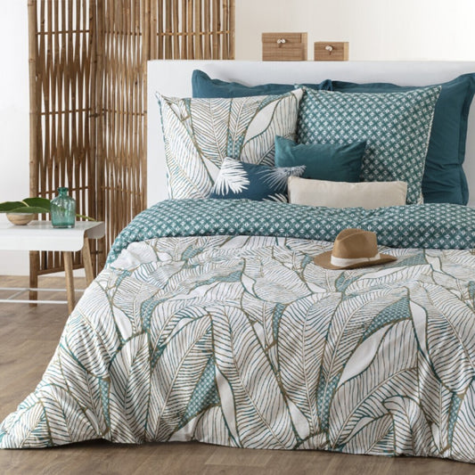 Reversible duvet cover with Paradise Leaves print.