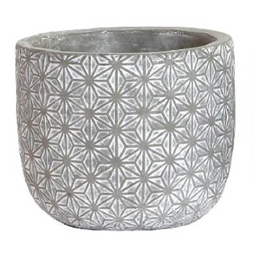 Floreira de cimento elegante e durável com uma forma geométrica de estrelas. Ideal para Exteriores e Interiores.